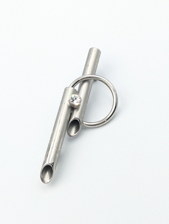 Jewelry - 5/25$ Vintage silver tone modernist tubular brooch pin brutalist rhinestone